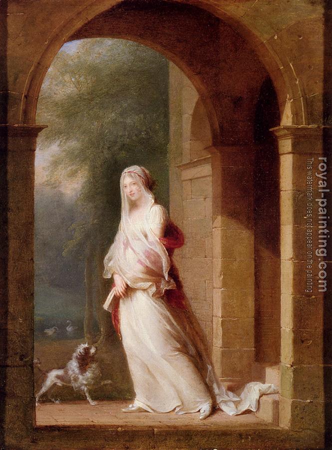 Jean-Baptiste Mallet : A Young Woman Standing In An Archway